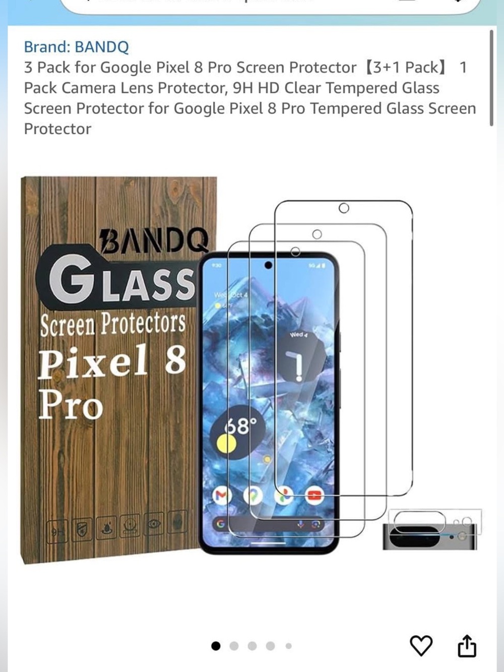 Clear Tempered Glass Screen Protector for Google Pixel 8 Pro - 3 Pack